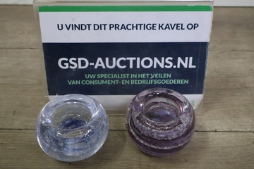 Afbeelding van Lichtblauwe & Lichtpaarse Kristalglazen Waxinelichthouders