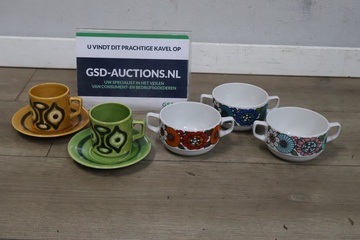 Afbeelding van Set van 3 Klassieke Vintage Soepkomen & Kopjes