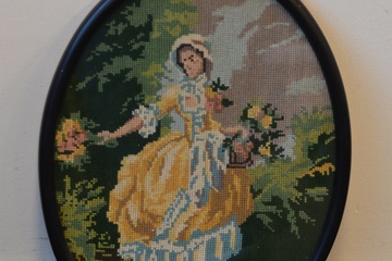 Afbeelding van Naaldkunst, Ovaal geborduurd Bloemenmeisje