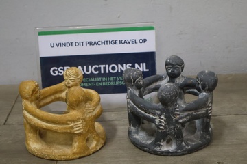 Afbeelding van Set van 2 Terracotta Vriendenkring kandelaars'