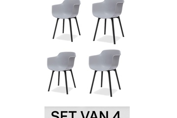 Afbeelding van SET VAN 4 Hamilton Bay Panama Armstoel met grijs pootstel lichtgrijs