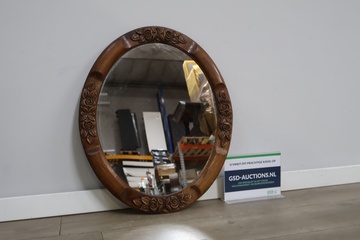 Afbeelding van Gebloemde Houten Wandspiegel