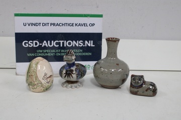 Afbeelding van Keramische Mix van 1 Eendje & 1 katje & 1 Vaasje & 1 Ei