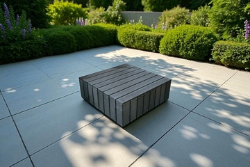 Afbeelding van Beach7 universele lounge footstool Verona large 95x95cm - alu frame - polywood latten in panter grey