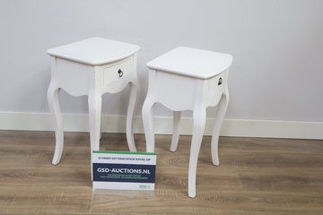 Afbeelding van Set van 2 Wit Brocante Nachtkastjes