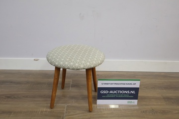 Afbeelding van Vintage Houten Krukje met Geometrisch Patroon