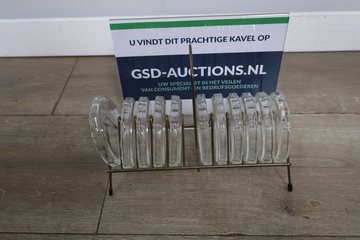 Afbeelding van Set van 11 Vintage Kristallen Onderzetters in Houder
