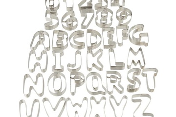 Afbeelding van Bakvormpjes/uitsteekvormen letters en cijfers in Rvs staal