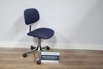 Afbeelding van Vintage Bureaustoel met Blauwe Bekleding