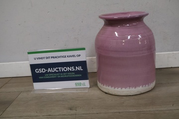 Afbeelding van Vintage Keramische Roze Vaas met Witte Bodem''