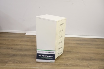 Afbeelding van Wit Metalen Ladeblok op Wielen met 6-Lades