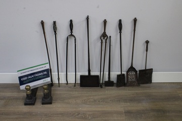 Afbeelding van Set van 9 Antieke Openhaard-Gereedschappen