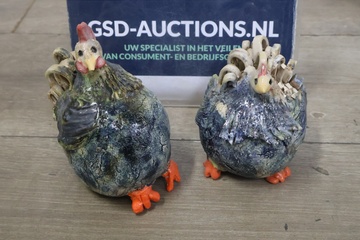 Afbeelding van Set van 2 Abstracte Stenen Kippen