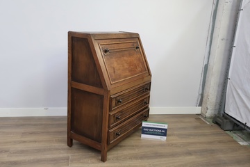 Afbeelding van Antiek Houten Secretaire met Groen Schrijfblad
