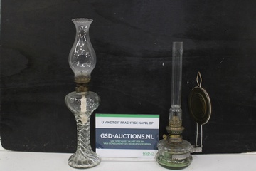Afbeelding van Set van 2 Vintage Glazen Olielampen