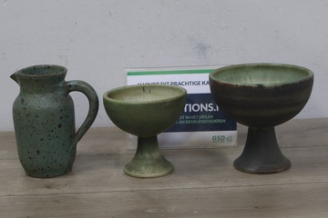 Afbeelding van Set van 3 Groene Aardewerk Vazen'