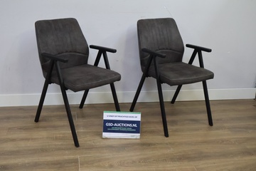 Afbeelding van Set van 2 Grijs/Zwarte Microstoffen MXSofa Eetkamerstoelen