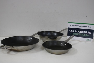 Afbeelding van Set van 3 Roestvrijstalen Koekenpannen