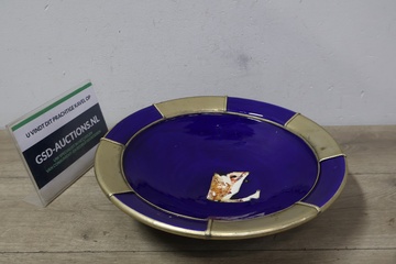 Afbeelding van Blauw en gouden fruitschaal''