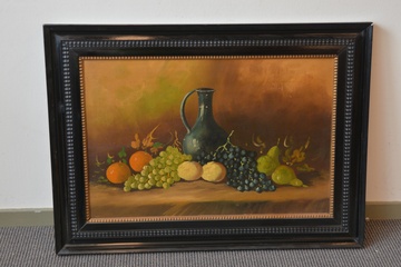 Afbeelding van Olieverfschilderij: Stilleven met fruit en kan