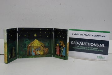 Afbeelding van Vintage Houten Drieluik-Kerststal