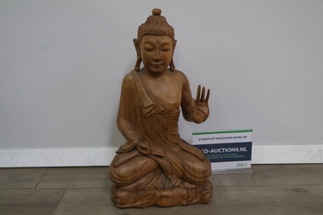 Afbeelding van Grote Houten Boeddhabeeld in zitpositie - 60 CM