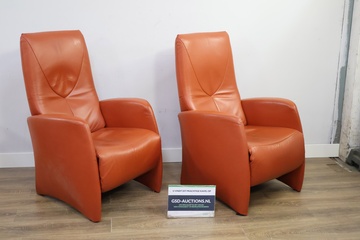 Afbeelding van Set van 2 Lederen Relaxfauteuils