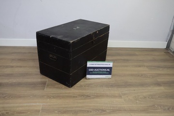 Afbeelding van Vintage Zwart Houten Opbergkist