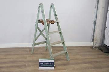 Afbeelding van Vintage Houten Schildersladder, Trap