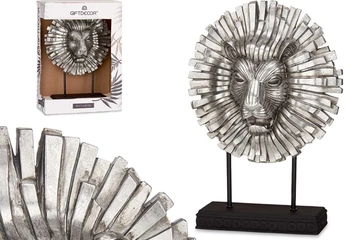 Afbeelding van Leeuwen hoofd zilverkleurig ornament 28x38cm (nieuwe)