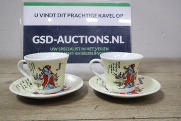 Afbeelding van Set van 2 Paar Chinese Kopjes met Schoteltjes''