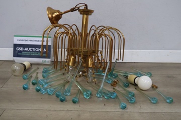 Afbeelding van Glazen Lamp met Turquoise Glazen Ornamenten