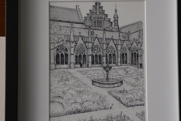 Afbeelding van Ingelijste ets : Utrecht, De Kloostertuin. A. Waterloo