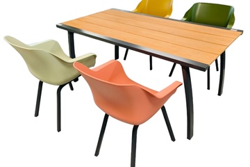Afbeelding van 5-delige Hartman diningset Stefano tafel met Sophie armstoel in mixed colors