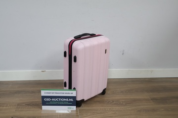 Afbeelding van Roze koffer met wieltjes