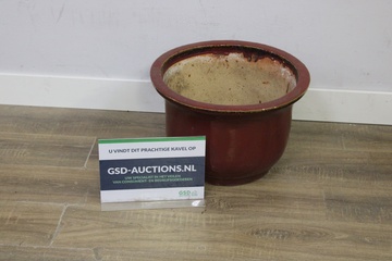 Afbeelding van Rode Geglazuurde Keramische Bloempot