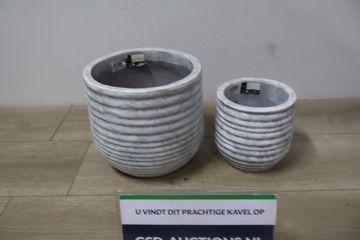 Afbeelding van Set van 2 Stenen Ribbel Bloempotjes''