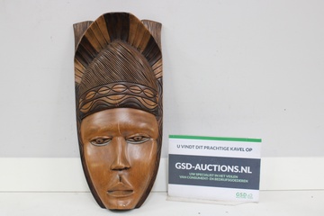 Afbeelding van Handgesneden Afrikaans Houten Wandmasker