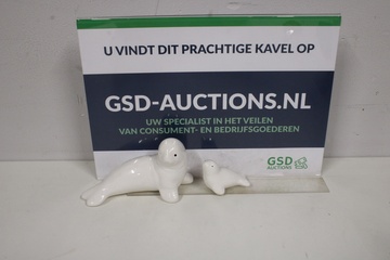 Afbeelding van Set van 2 Wit Porseleinen Zeehondjes