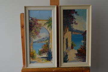 Afbeelding van Kavel van 2 Mediterrane kustlandschap schilderijen'