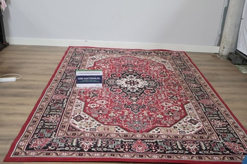Afbeelding van Laagpollig Nouristan Vloerkleed in Rood/Zwaart (200x289cm)