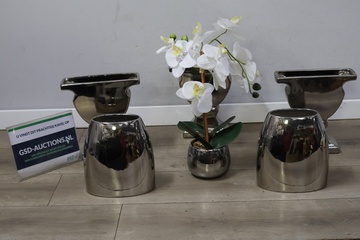 Afbeelding van Zilverkleurige vazen 6 stuks met kunst bloemen