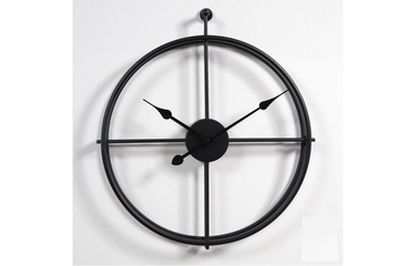 Afbeelding van LW Collection Industriële Moderne Zwarte Wandklok 60cm