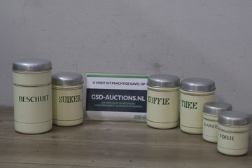 Afbeelding van Vintage emaille voorraadblikken 6 stuks