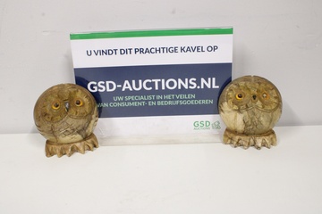 Afbeelding van Set van 2 Vintage Marmeren Uilen