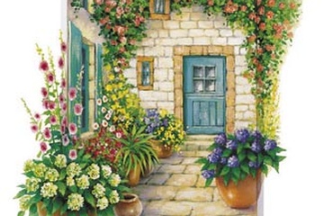 Afbeelding van Eric Erwin, Blossoming courtyard, Afm: 40x50 cm