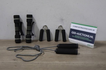 Afbeelding van Set Handtrainers met 2 Mini-Dumbbels & Springtouw'