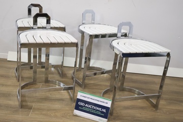 Afbeelding van Set van 4 Vintage Chromen Barkrukken van Allmilmo