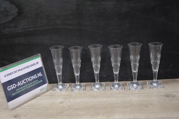 Afbeelding van Set van 6 Vintage Kristallen Champagneflutes