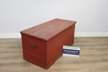 Afbeelding van Grote Vintage Houten Opbergkist, Dekenkist